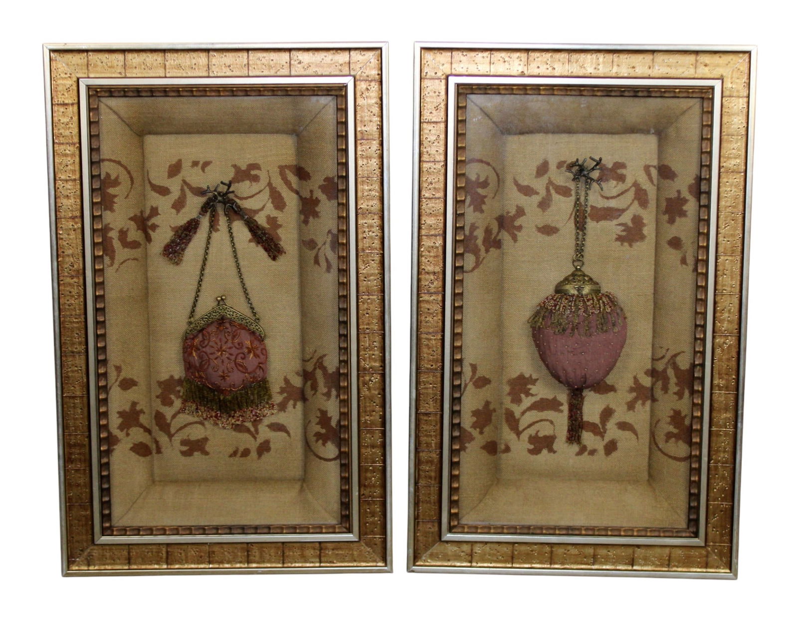 Pair of John Richard shadowbox wall decor with coin purses (1 of 8)