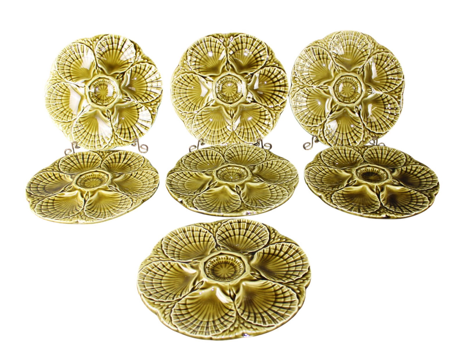 Set of 7 French Sarreguemines oyster plates (1 of 6)