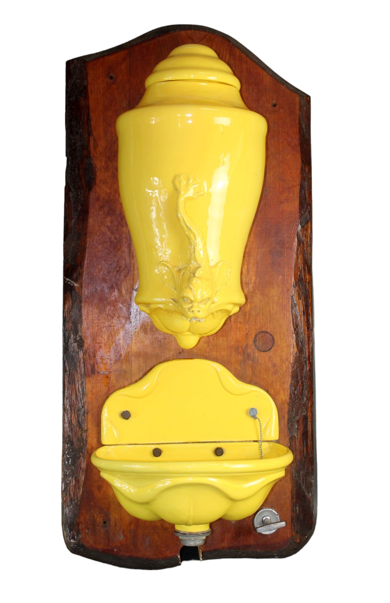 French glazed ceramic yellow lavabo (1 of 8)