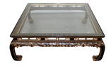 Italian Chinoiserie coffee table with glass top
