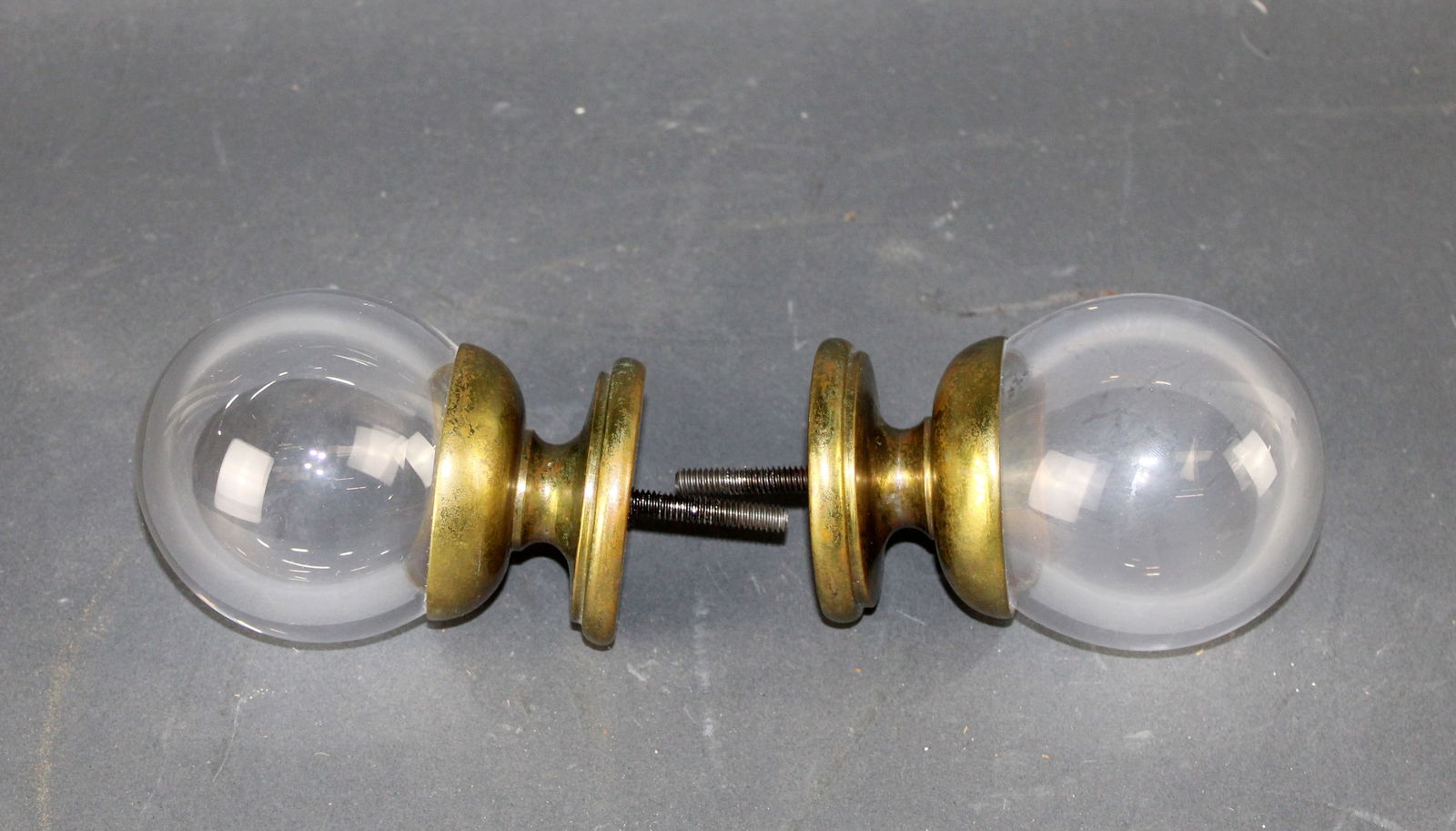 Pair of glass ball form curtain rod or newel post finials (1 of 5)