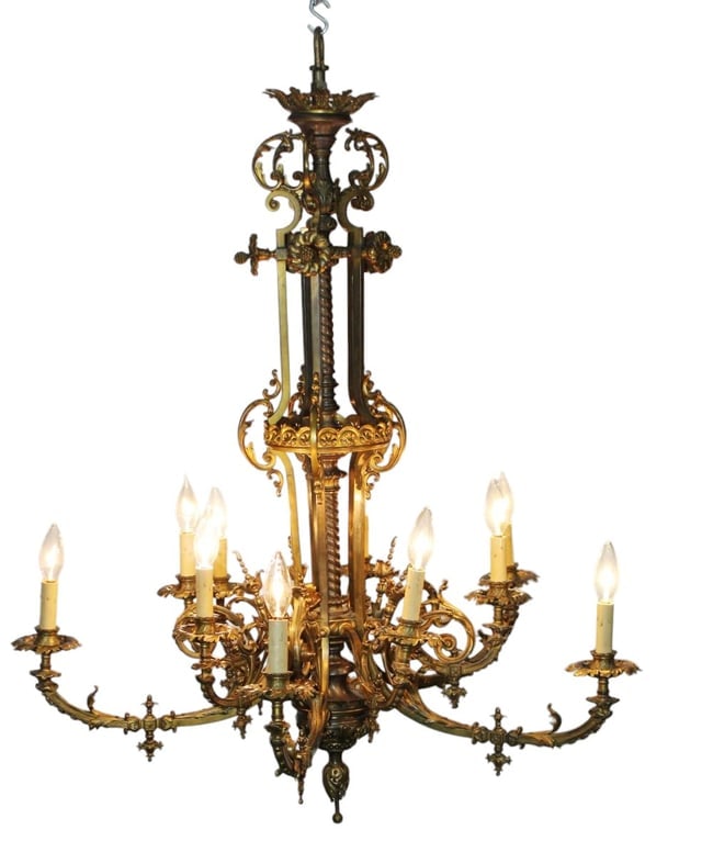 Antique French gilt bronze 10 arm chandelier (1 of 9)
