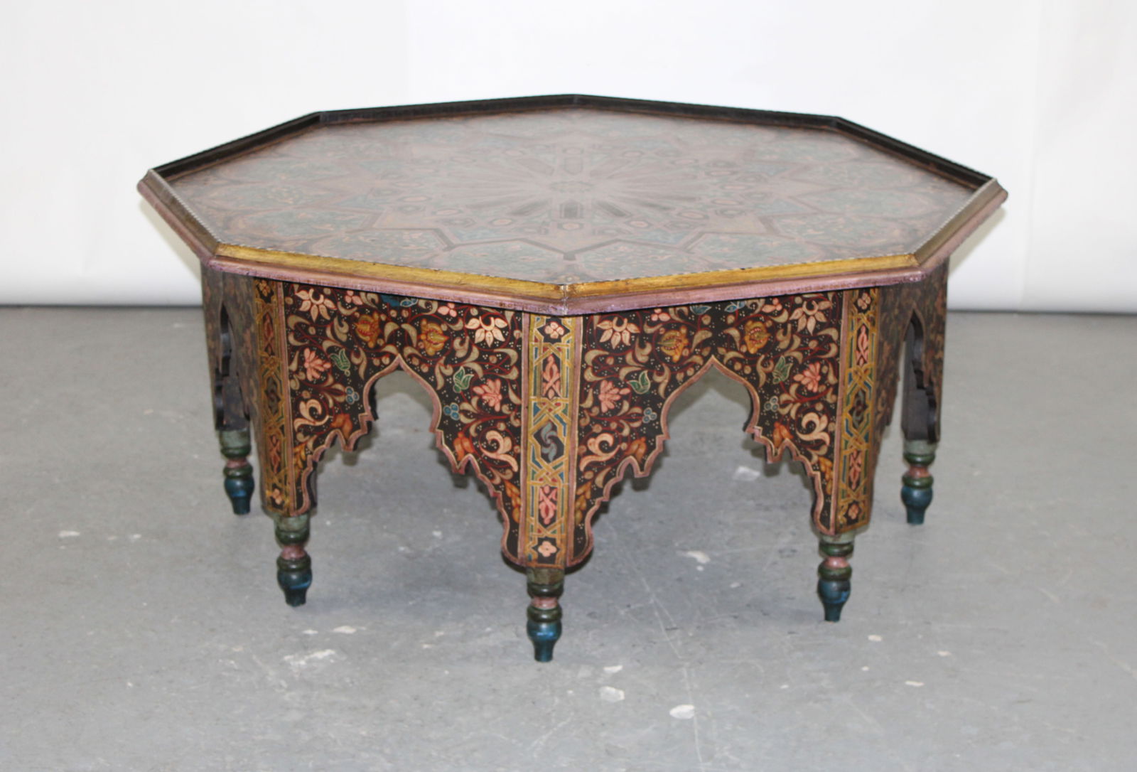 Moroccan octagonal coffee table with hand painted finish (1 of 8)