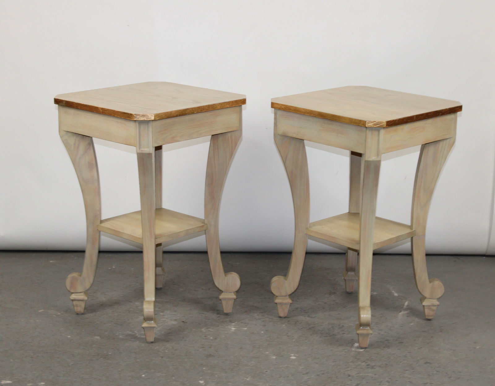 Pair of classical side tables in bleached oak (1 of 6)