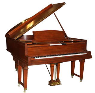 Steinway & Sons Duo-Art Reproducing grand piano: in mahogany. Marked U1210. Serial number 186295. Circa 1917. Includes bench and 2 rolls. 6'4"l x 5'w