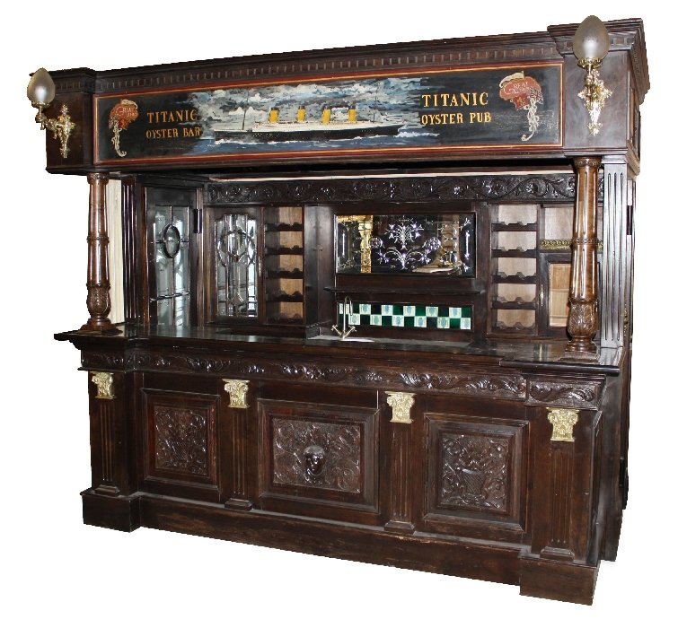 The Titanic Pub. Hand carved mahogany canopy bar