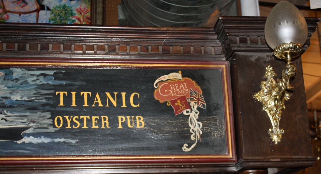 The Titanic Pub. Hand carved mahogany canopy bar