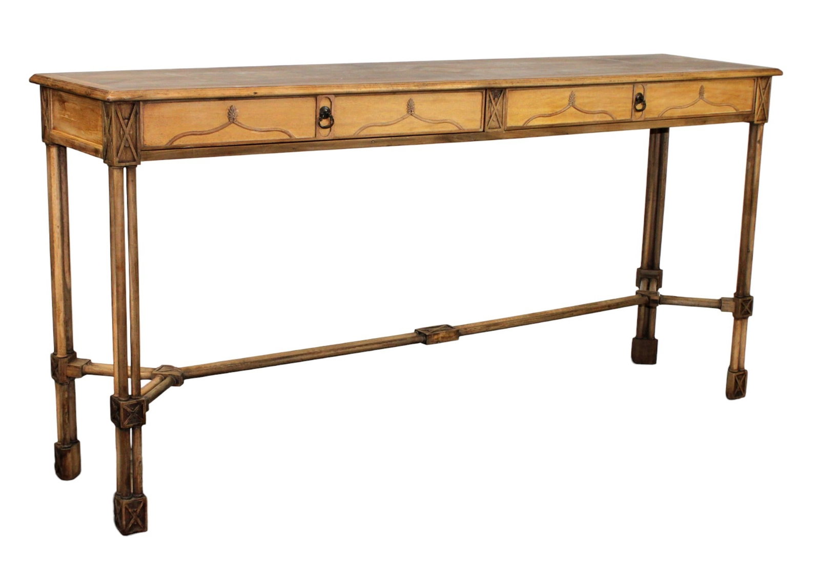 Chinese Chippendale bleached mahogany console table: Chinese Chippendale bleached mahogany console table. Late 20th century. 35 1/2"h x 72 1/2"w x 17"d