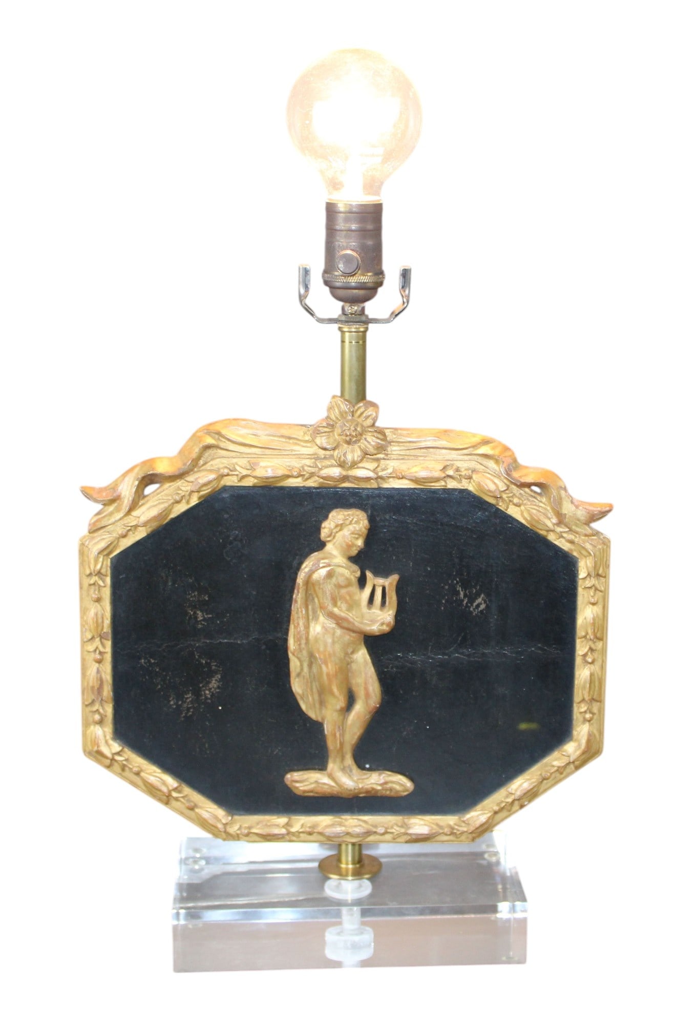 Italian neo-classical fragment mounted as lamp: Italian neo-classical fragment mounted as lamp. Late 19th century fragment later mounted as lamp. 18 1/2"h x 12 1/2"w x 4 5/8"d. Weight: 5lbs.