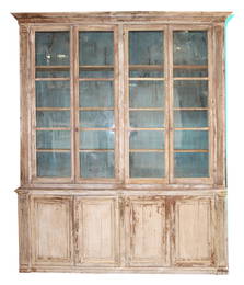 French 4 door bookcase with paned glass doors