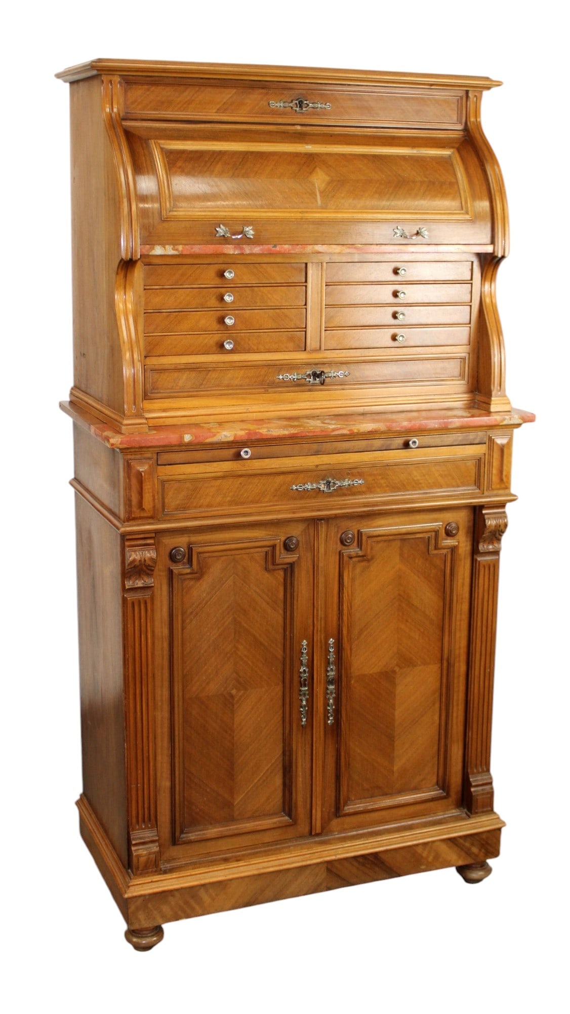 French Renaissance Revival dental cabinet: French Renaissance Revival dental cabinet in walnut. Late 19th century. 64 1/4"h x 32 1/2"w x 17"d
