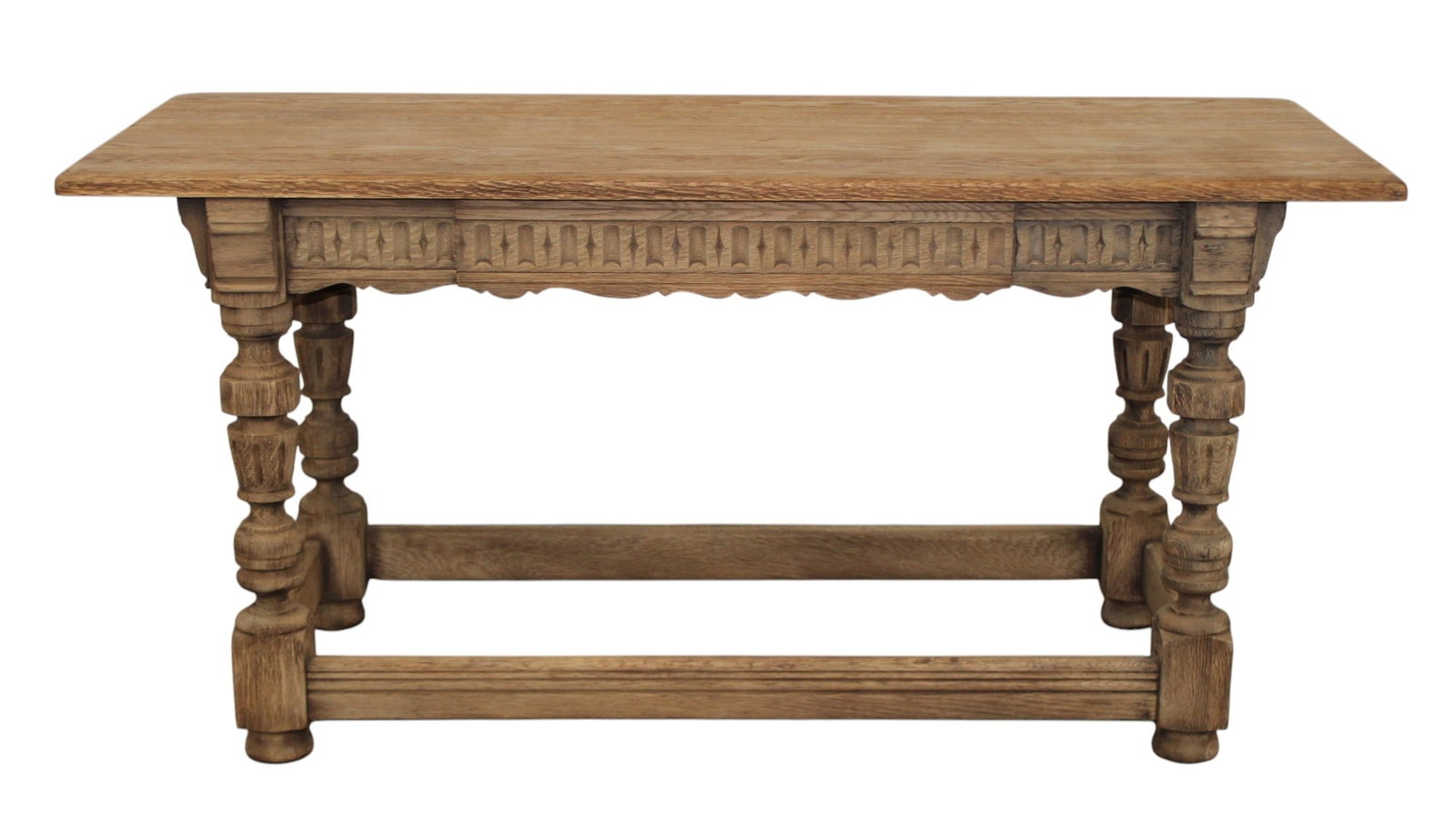 English carved oak console table with drawer: English carved oak console table with drawer. Early 20th century. 30"h x 62"l x 26"d