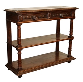 French lift top server in oak with hidden marble surface