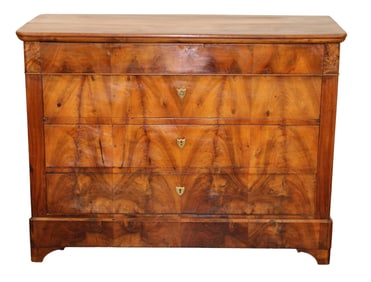 French Louis Philippe burled walnut commode with walnut top