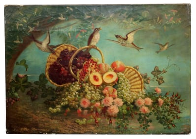 French School Jules A. Gaux (XIX-XX) oil on canvas painting still life