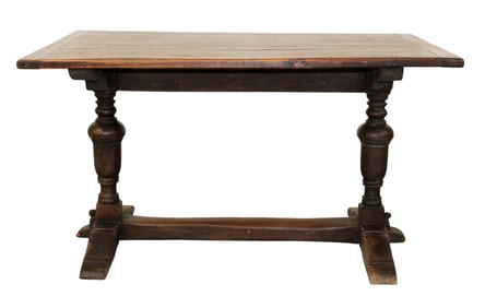 English oak double pedestal refectory table