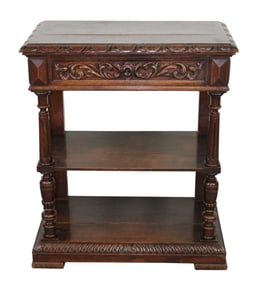 French lift top oak tiered server with marble