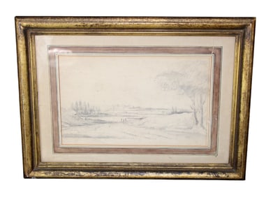 Pencil sketch on paper landscape