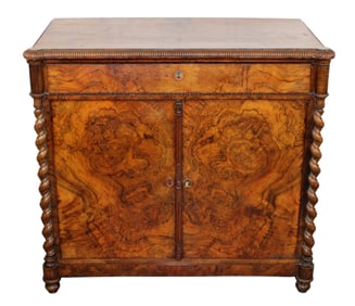 French Louis Philippe petite 2 door buffet in burl walnut