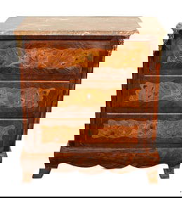 French petit marquetry commode with marble top