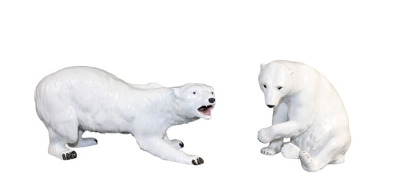 Lot of 2 Continental porcelain polar bear figurines