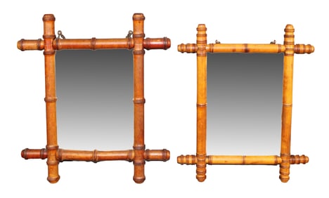 Lot of 2 French faux bamboo framed mirrors