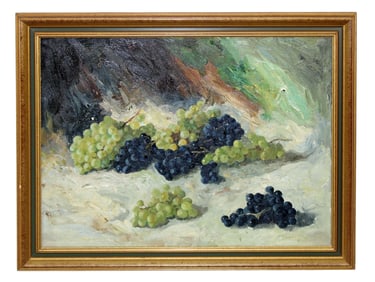 Costanzo Waldomaro Figlinesi (1912-1991) oil on canvas painting still life with grapes