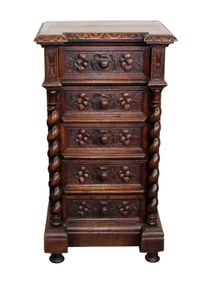 French barley twist 5 drawer petit semainier chest