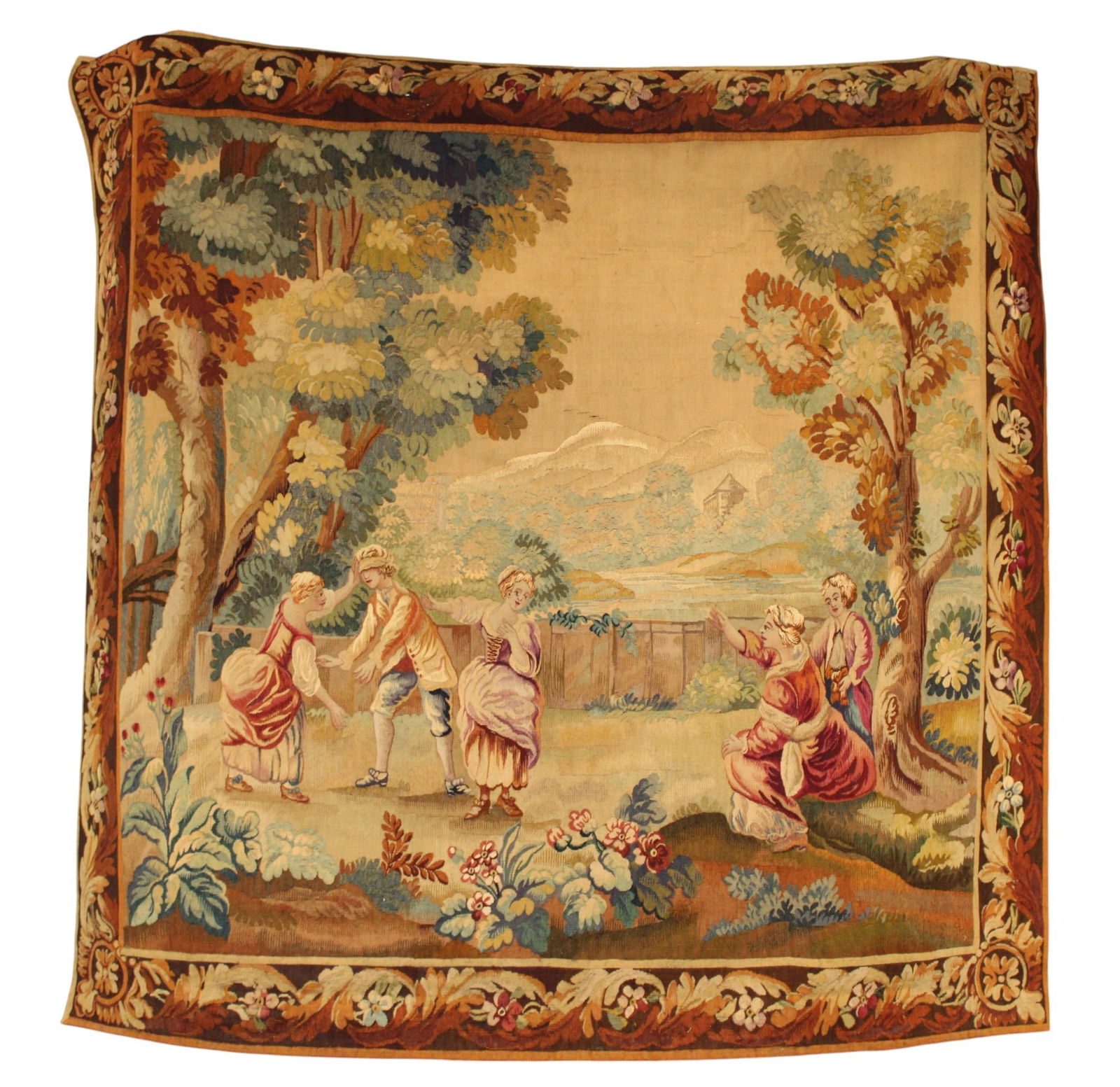 French Aubusson tapestry with figures (1 of 13)
