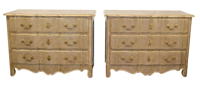 Pair of oversize French Provincial style 3 drawer painted commodes (1 of 13)