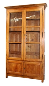 French Louis Philippe bookcase in walnut with paned glass doors