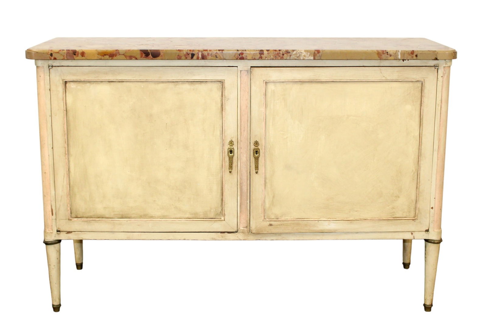 French Carlhian Paris Louis XVI style 2 door cabinet with Breccia marble top (1 of 12)
