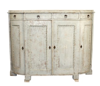 Swedish Gustavian curved side 4 door sideboard
