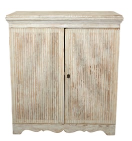 Swedish Gustavian reeded 2 door buffet bas in pine with painted finish