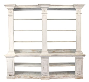 French bookcase open shelf shop display with pilasters