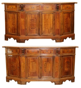 Pair of Italian marquetry tapered sideboards
