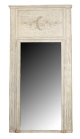 French large scale trumeau mirror with flowers in relief