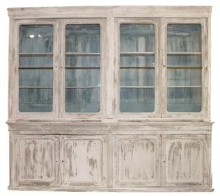 French 4 door bookcase in pine with a painted finish