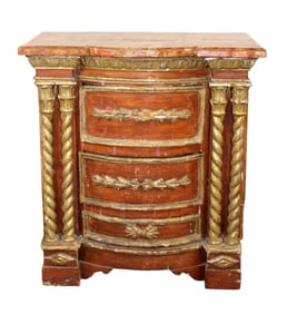 Italian petite 3 drawer commode with faux painted marble top