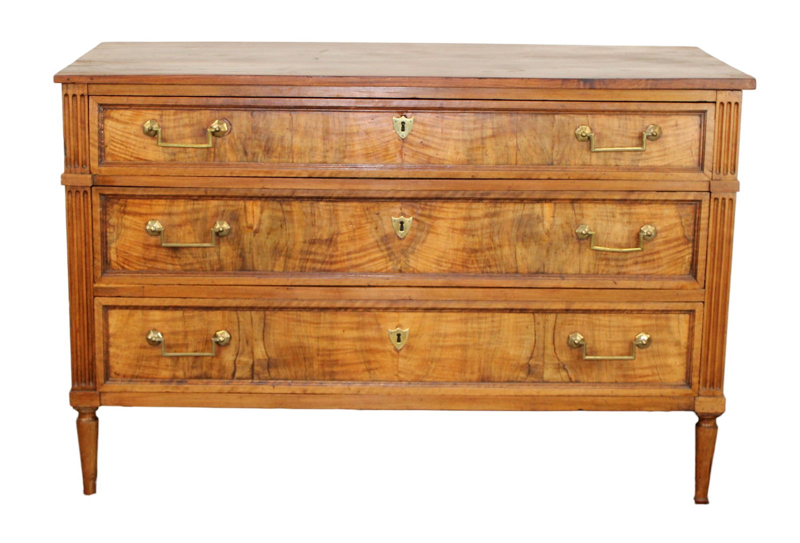 French Louis XVI 3 drawer commode in walnut (1 of 10)