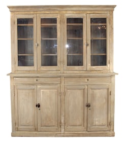 French Louis Philippe 4 door bookcase with 4 glass upper doors
