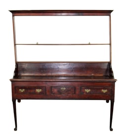 English wall mount dresser in oak with hutch