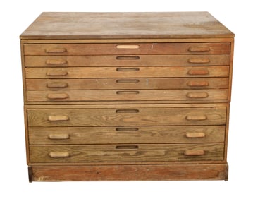 Hamilton architects drafting flat file multi-drawer cabinet in oak