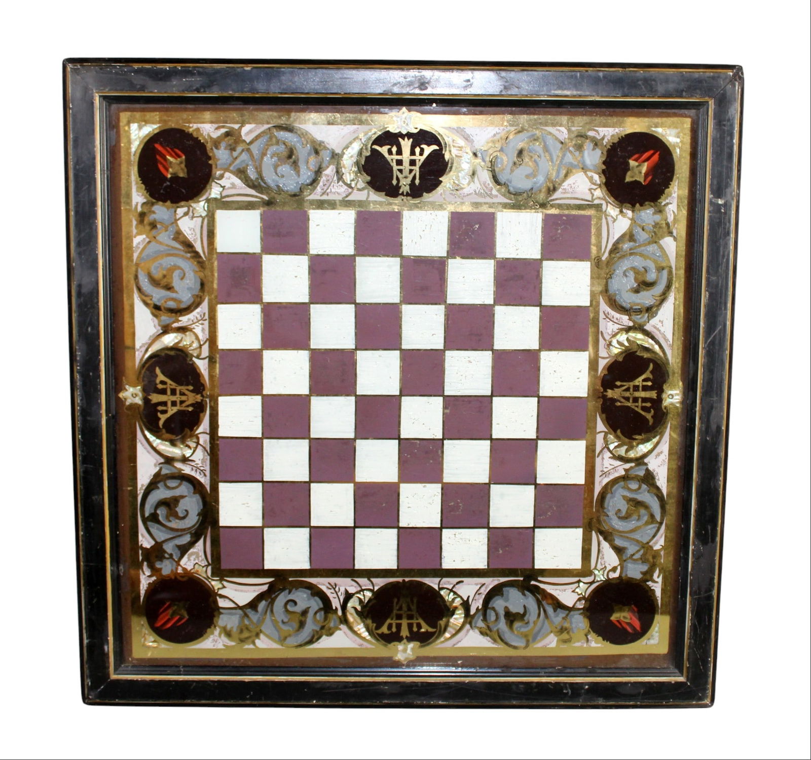 Reverse on glass game board from Masonic Lodge (1 of 8)