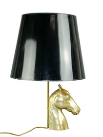 French mid century brass table lamp with horse head