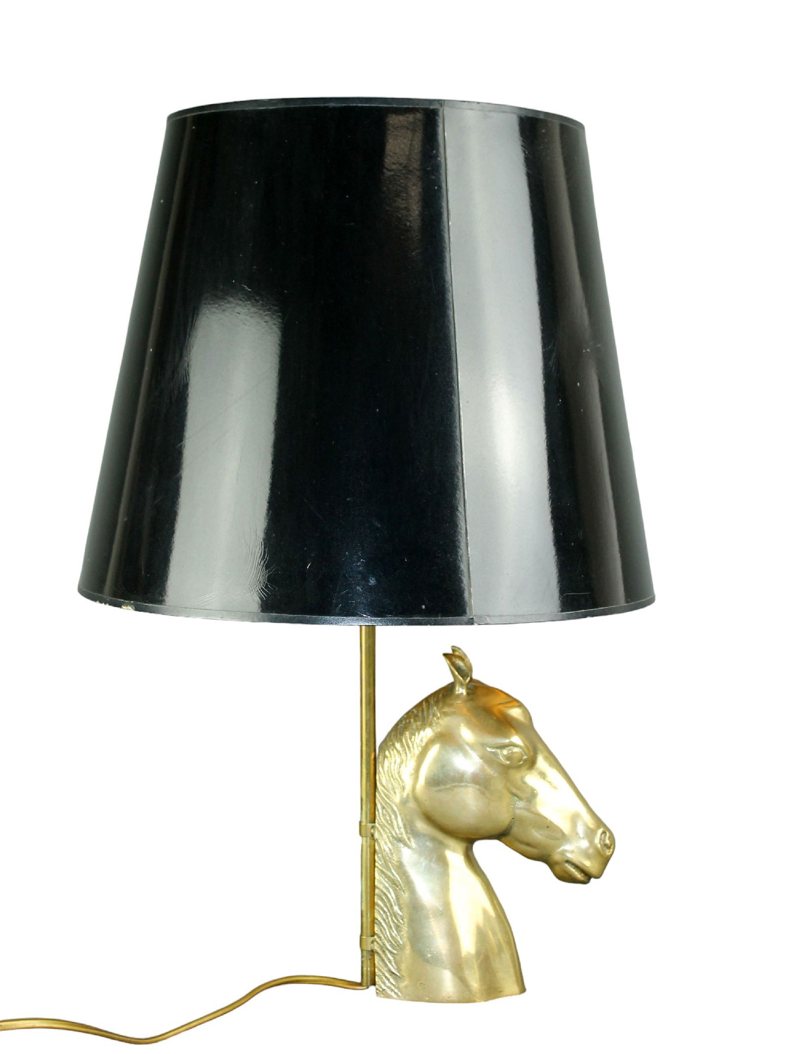 French mid century brass table lamp with horse head (1 of 11)