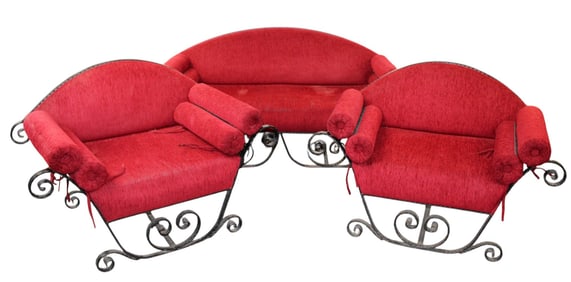 French Art Deco 3 piece wrought iron salon set