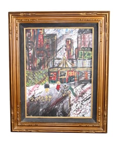 Acrylic on canvas painting depicting Central Park cityscape