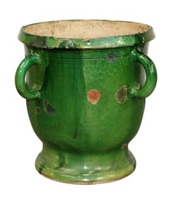 French Castelnaudary Anduze glazed terra cotta pot with chippy finish
