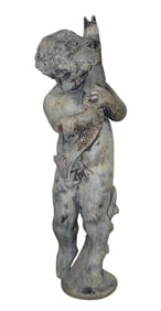 English lead garden statue cherub with fish